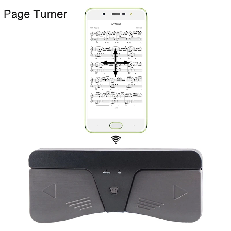 2X Wireless Page Turner Pedal Bluetooth Page Turner Wireless Turning Pedal Remote Control Compatible IOS Iphone Android