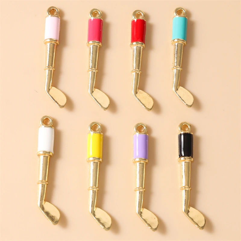 10 Stück Niedliche Emaille-Sport-Golfschläger-Taschenanhänger für Halsketten, Ohrringe, Schlüsselanhänger, DIY-Bastelarbeiten, Schmuckherstellungszubehör – Detail 6