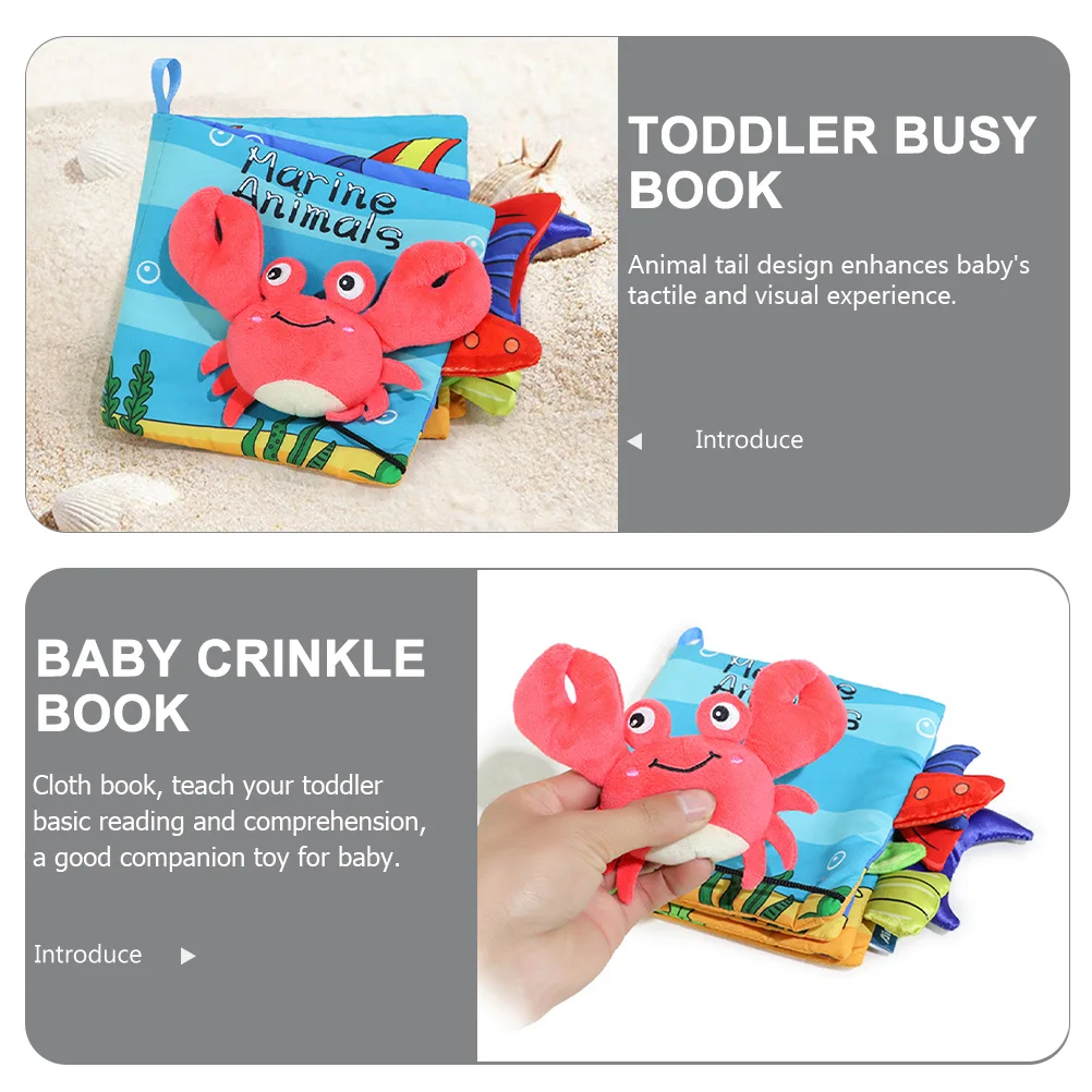 

Early Education Cloth Book Soft Crab Cartoon Bright Color Newborn Baby Books 6 to 12 Months Toddler Travel Toys Montessori