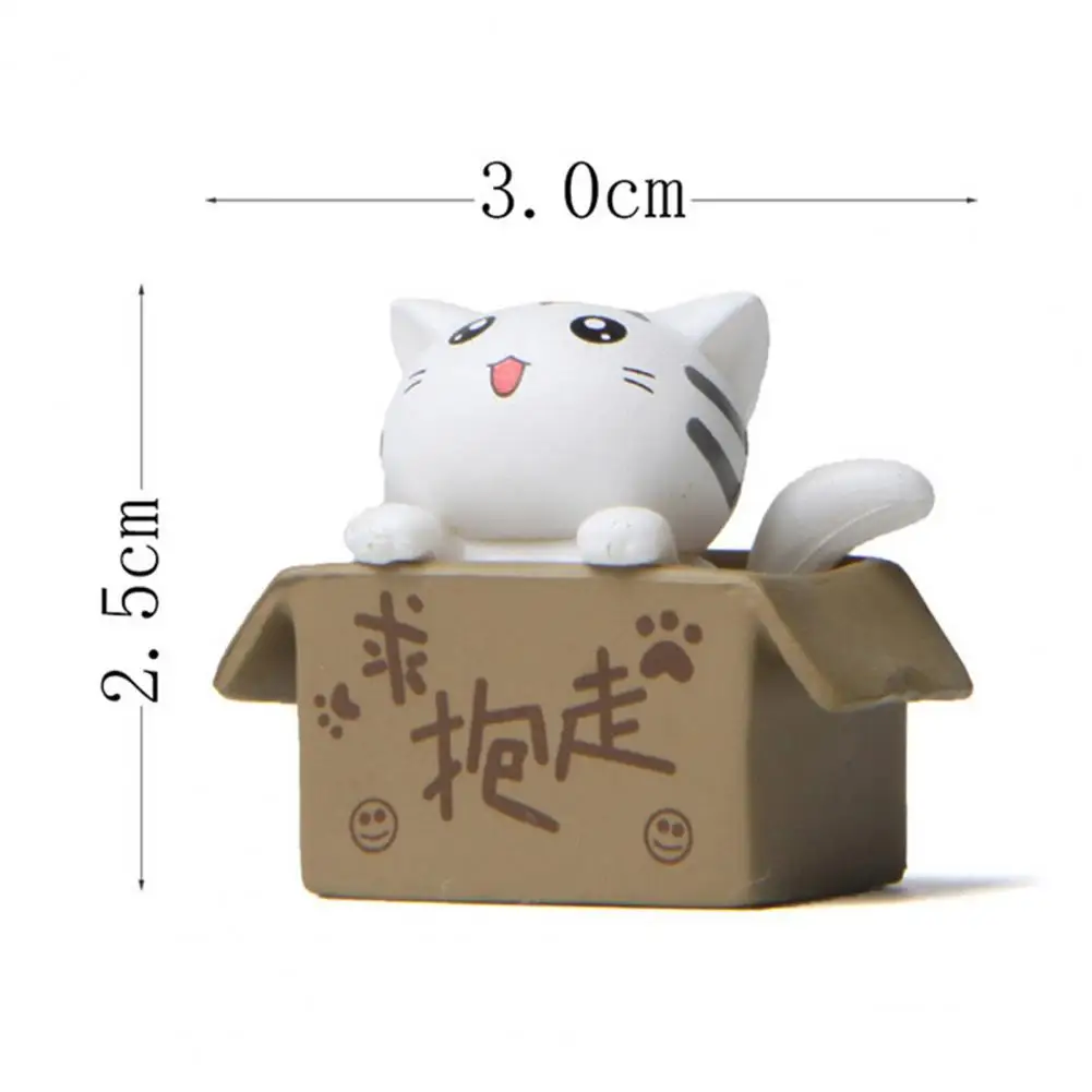 Seeking Food Cartoon Cat Figurines Cardboard Box Kawaii Cat Model Gardening Micro Landscape Kitten Model Desktop Ornaments Gift