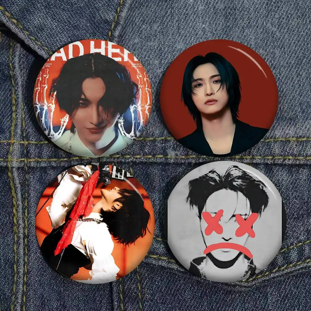 Popular menino banda A-ATEEZ seonghwa kpop botão macio pino brilhante impresso ícone presente para amigos crachá colar broche lapela pino de metal