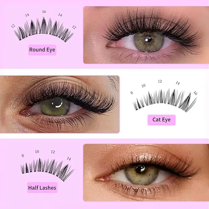 Rizos de pestañas hada de aspecto natural, estilo manga, extensión de pestañas en racimos, 120 piezas de 8-16 mm 4