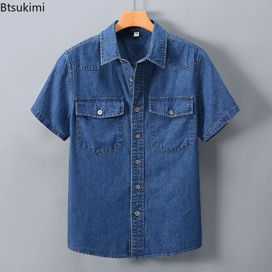 

2025 Summer New Brand Cotton Denim Men Shirt Fashion Short Sleeve Shirts for Men Causal Fashion Shirts Male Comfortable Camiseta