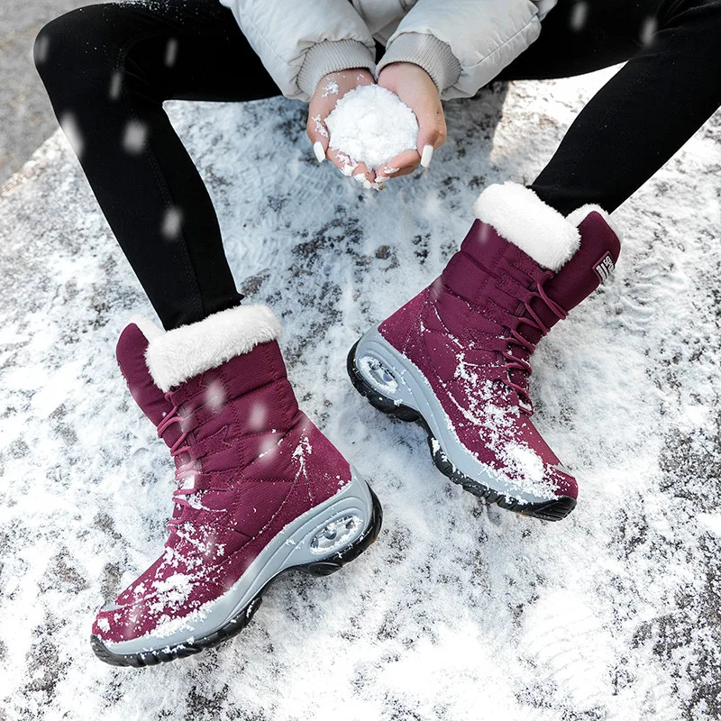 Women's Boots Platform Boots High Quality Lace-up Comfortable Thicken Snow Boots Chunky Womens Shoes Comfort Women Work Boots