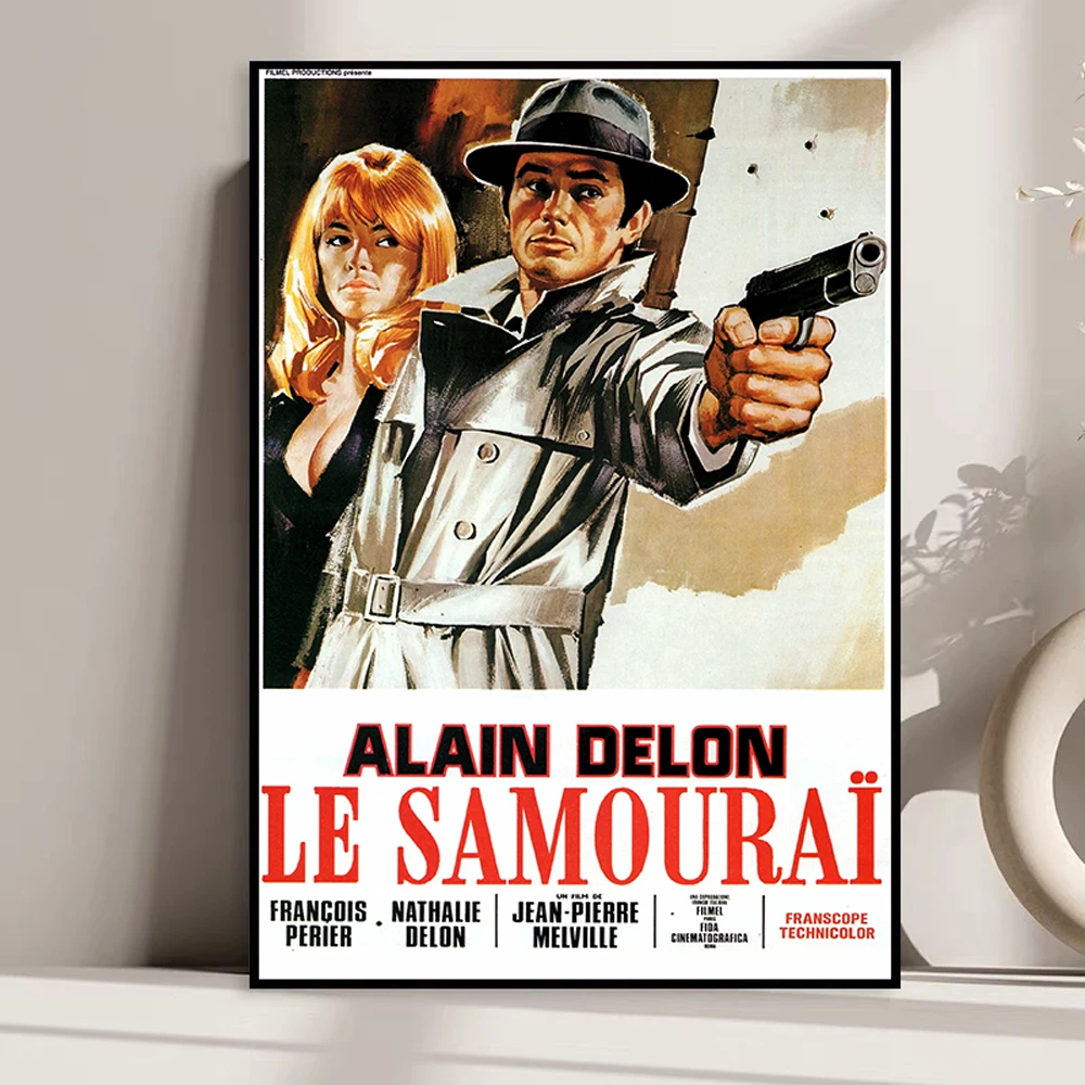 11 طباعة نسيج الحرير المشارك غرفة داخلية فيلم الحنين 《Le Samouraï》الفرنسية الساخنة شعبية فيلم ديكو اللوحة