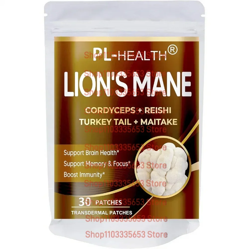 30 Patches Lion's Mane Mushroom Transdermal Patches With Cordyceps, Reishi Mushroom-Brain Boosting Focus & Energy