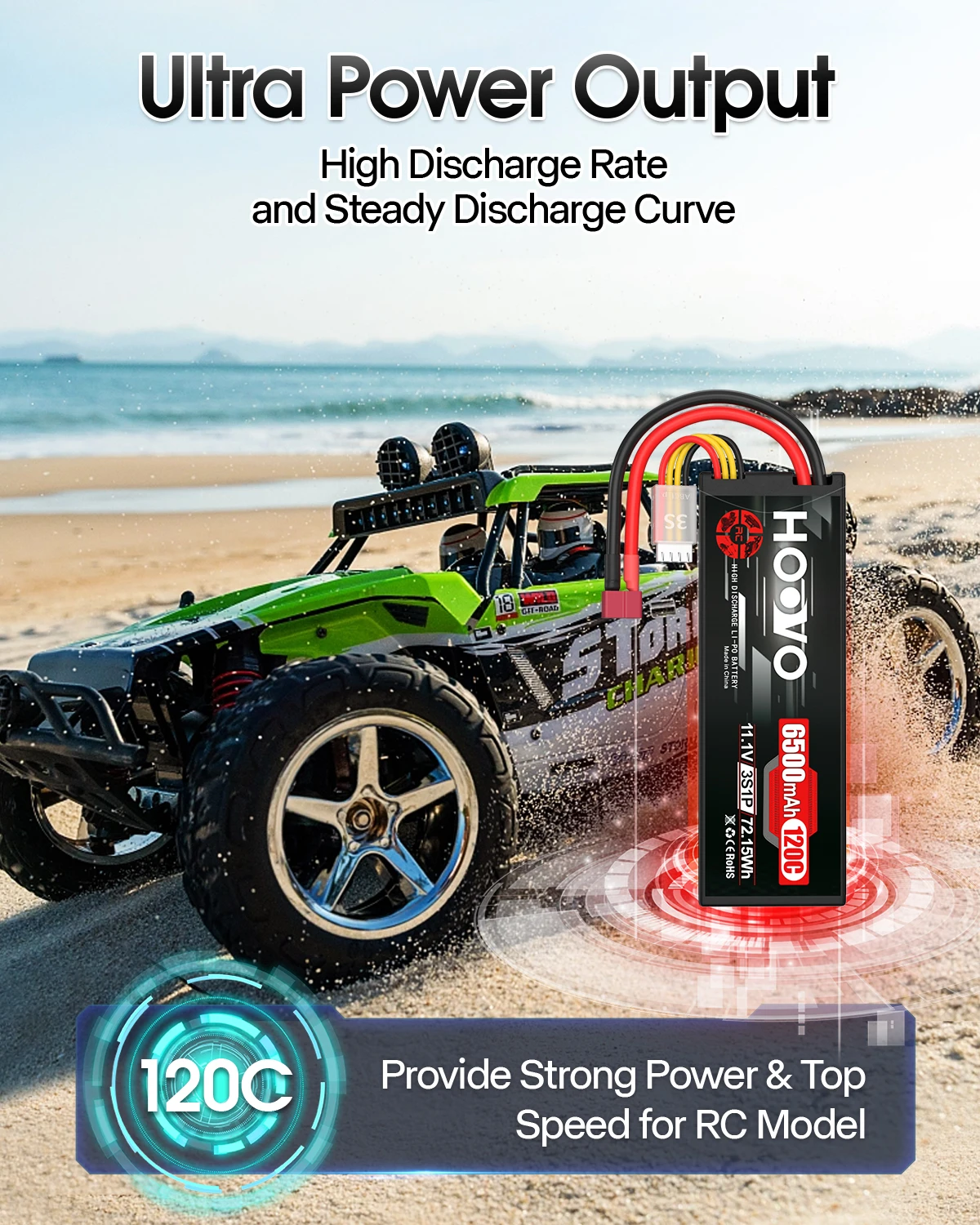 2 uds HOOVO 3S Lipo batería 11,1 V 6500mAh 120C estuche rígido con enchufe Deans T para vehículos RC coche RC camión Quadcopter DJI avión