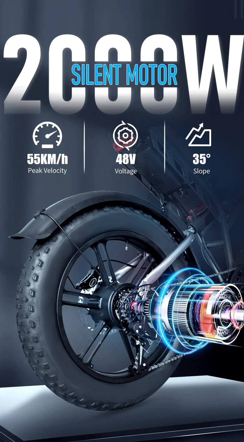 S7PRO Off-Road Electric Bike 2000W 48V 60AH Battery All-Terrain Motorcycle Stylefor Oil Brake Adults Mountain Ebike