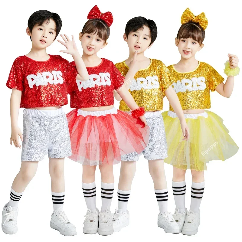 Girls Modern Dancewear Street Dance Toddler Cheerleader Fluffy Saree Performance Costume