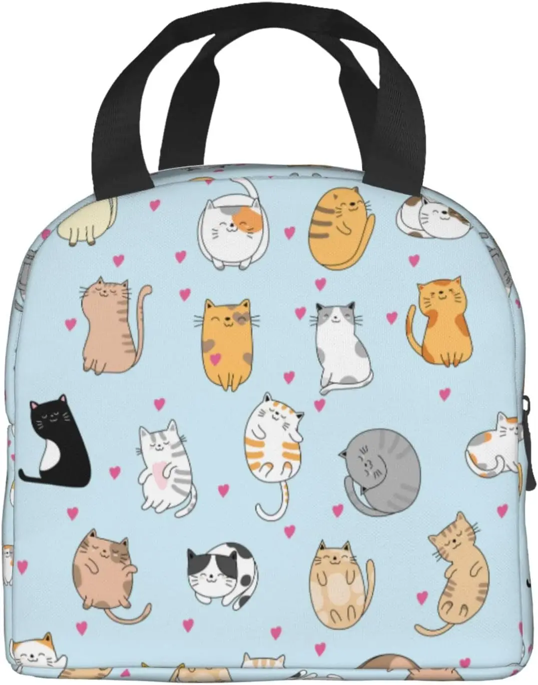 

Cute Cat Lunch Bag Reusable Zipper Closure Leakproof Insulated Lunch Box Cooler Tote Bag Food Container Snack Bag