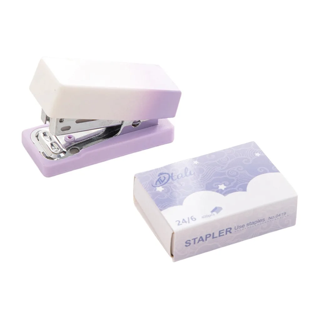 Cute Gradient Cat Claw Mini Stapler with Staples Multifunctional Paper Binder Stapler Set Student Stationery