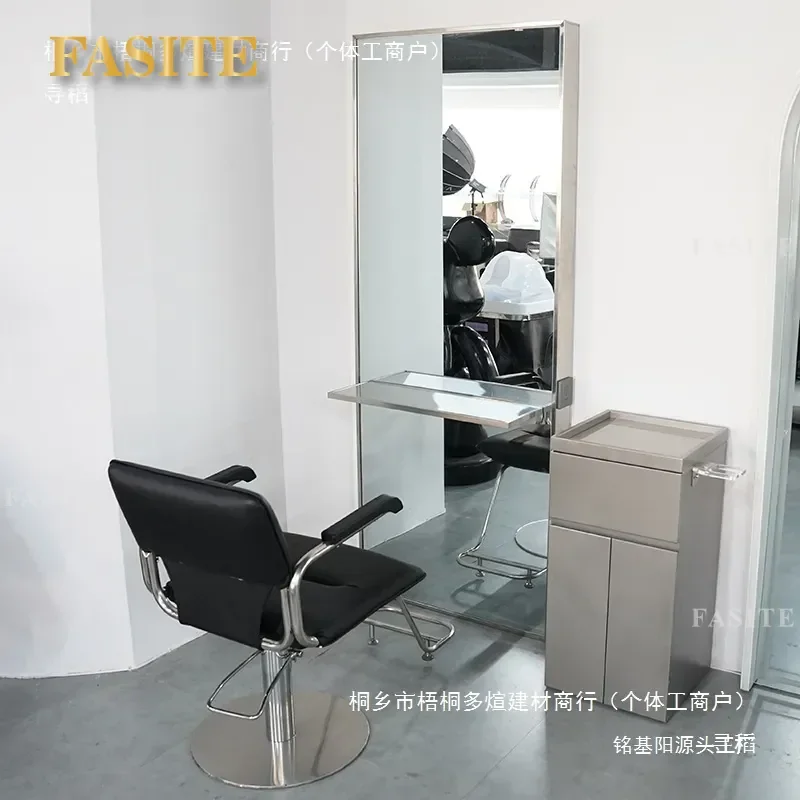 For Hair Double Sided Floor Mirror with Table Plate Base Studio Haircutting Mirror Furniture for Barber Shop Styling