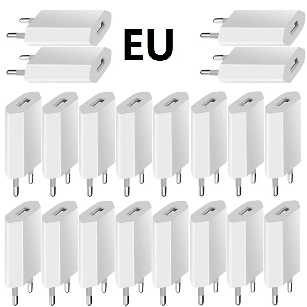 10pcs/lot EU 5V 1A USB AC Wall Charger Portable Power Adapters For Iphone 6 7 8 plus 11 12 13 14 Samsung htc Android phone