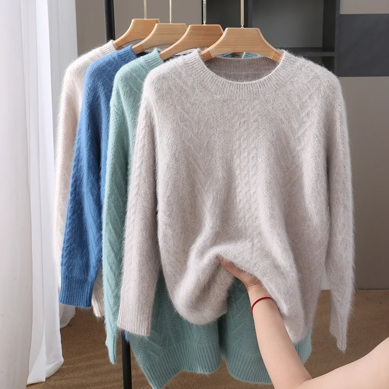 

Choice Autumn Winter Men O-neck Pullover 100% Mink cashmere Knitwear Basic Thick Solid Smart Casual Men Cashmere Sweater Tops