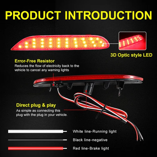 Imagen 2 del producto Luces LED reflectoras de parachoques trasero, accesorio para Nissan x-trail T32 Rogue Qashqai J11 Leaf Pathfinder Infiniti Q50 QX60 JX35 2014 2015 2016