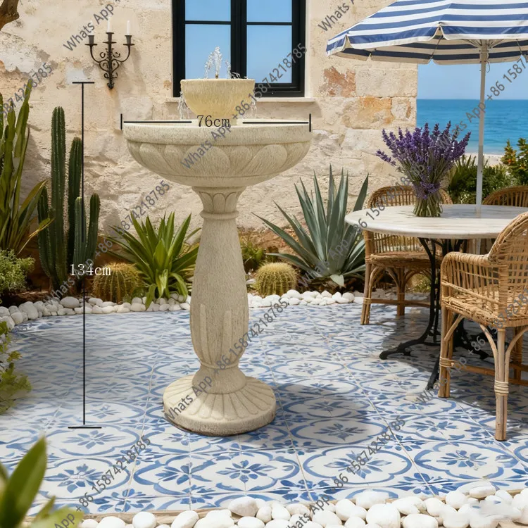 1.34m European solar fountain ornament outdoor water circulation water feature villa garden landscaping decoration large