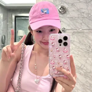 جراب هاتف Sanrio Hello Kitty Bow بشاشة كاملة لهاتف iPhone 16 15 14 13 12 11 Pro Max XR XS Max 7 8 Plus Y2K غطاء نقدي وردي أعلى 8 مبيعات سانريو كابينها - رقم 8
