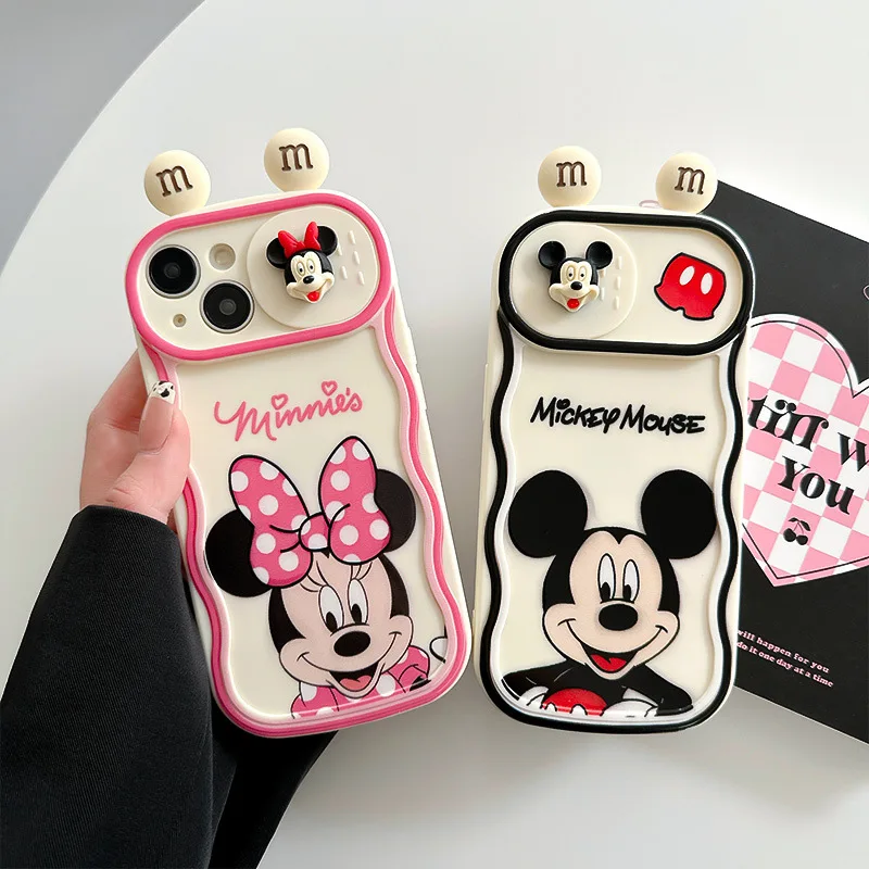 Mickey Mouse Minnie Push window Lens Protection Case For iPhone 14 13 12 11 Pro Max 14 Plus case Cute Cover Sweet Phone Case