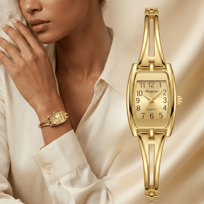 

Новые женские часы-браслет, модные золотые кварцевые часы от ведущего бренда, роскошные элегантные женские часы, подарок для женщины, Reloj Mujer