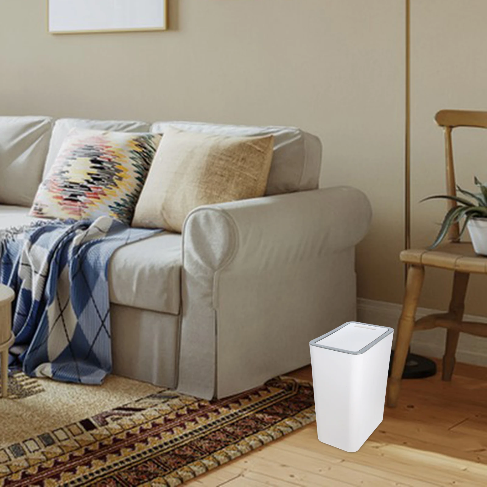 

Узкий пластиковый мусорный бак для ванной комнаты, мусорная корзина для кухни, спальня, офис, полипропилен, материал, компактный, легко чистится, долговечный