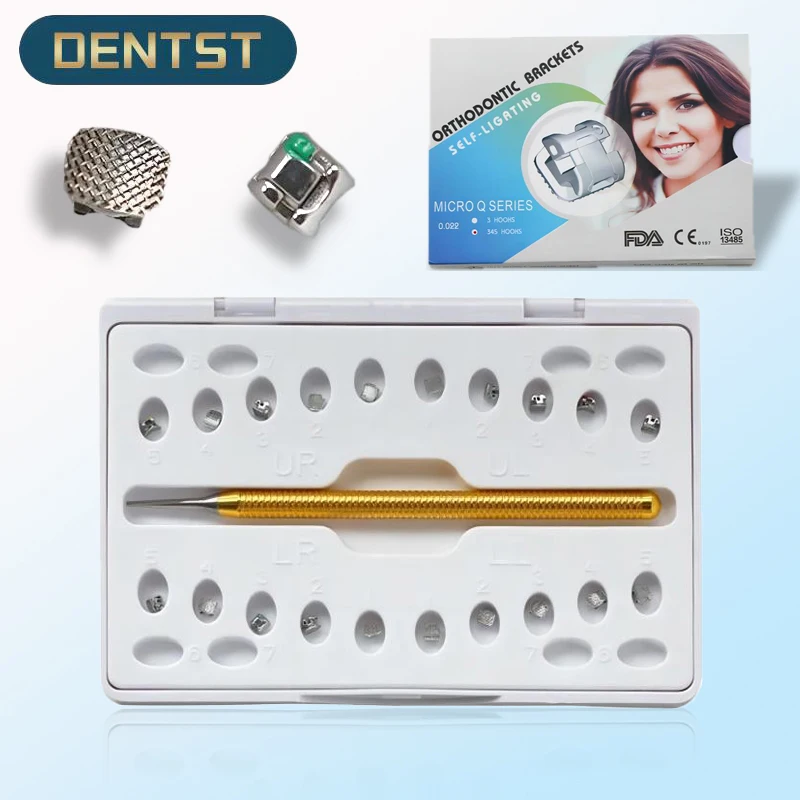 Dentst 20Pcs/Set 0.022 Dental Orthdontic Self Ligating Brackets Metal Braces Roth MBT You Can Choose Hook 345 Hook/No Hook