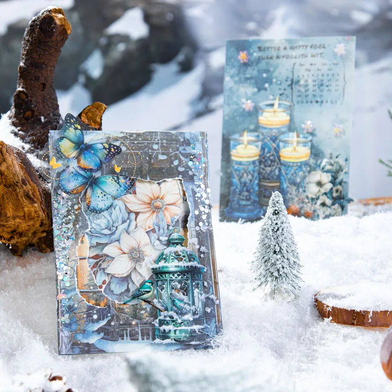 30pcs Vintage Winter Snow Scenery Decor Scrapbooking Material Paper DIY Scrapbooking Decor Junk Journal Planner Stationery Paper