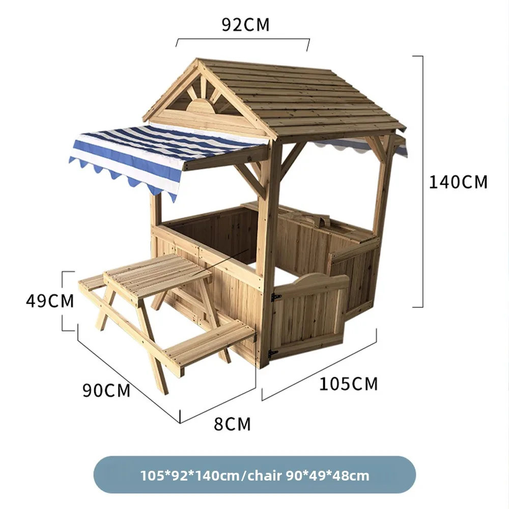 Kids Outdoor Wooden Play House Role Baby Playroom Playground Hospital Playhouse Furniture Window Set with Waterproof Feature