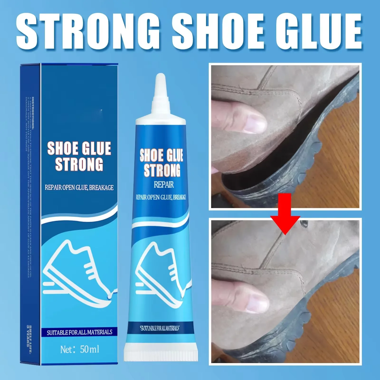 Strong Shoe Repair Glue Soft Adhesive Worn Shoes Boot Sole BondMulti-Purpose Waterproof Repairing Liquid Tool GLUE 50ml