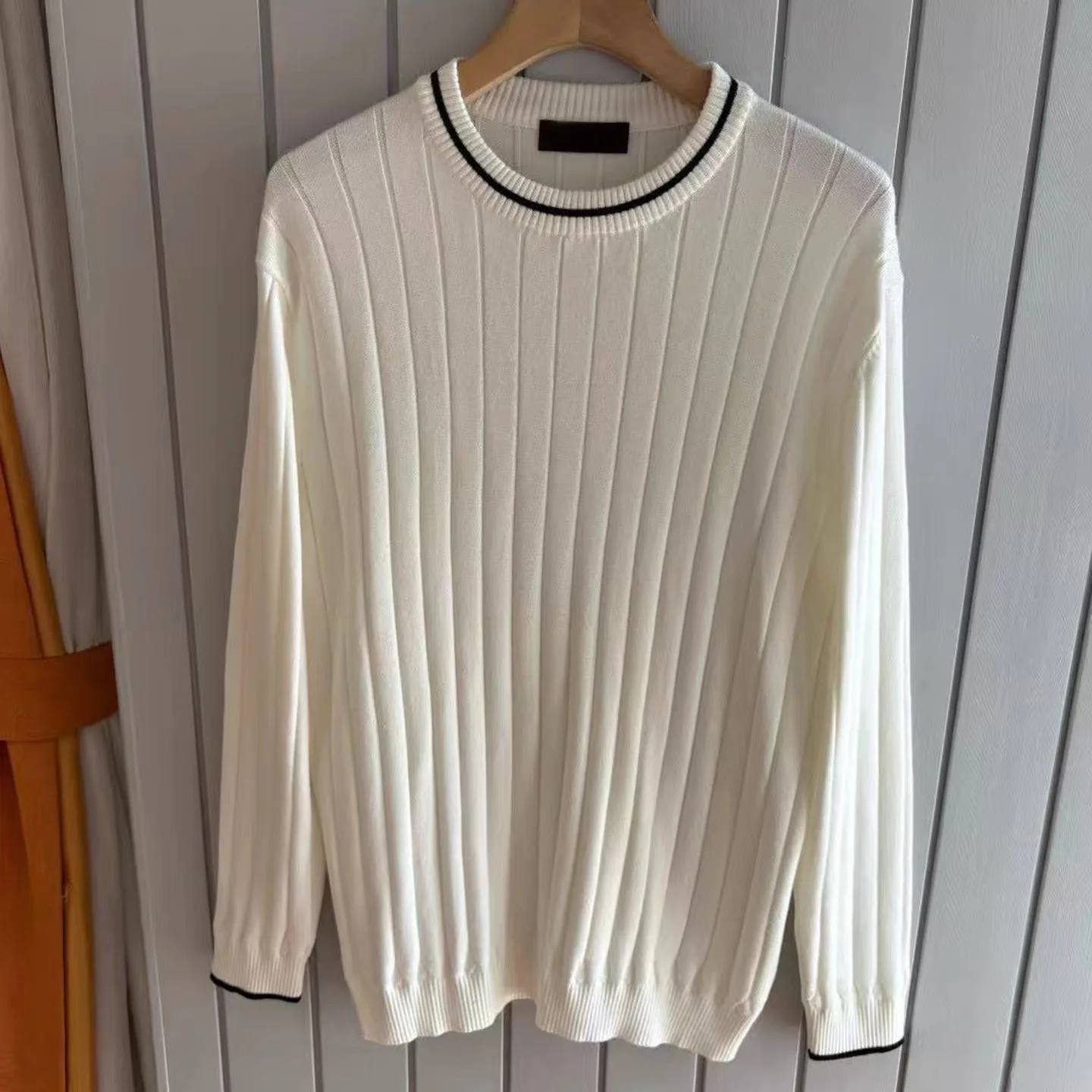 

LP итальянский жаккардовый простой свитер с длинными рукавами и круглым вырезом, мужская трикотажная футболка с ромбами и ромбами