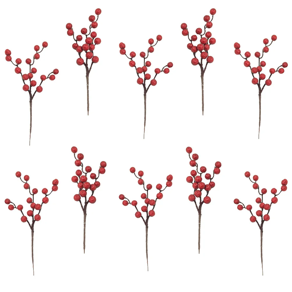 

10pcs Simulation Bubble Cherry Branches Red Artificial Cherry Ornaments For Home Decor Party Wedding Christmas Decoration