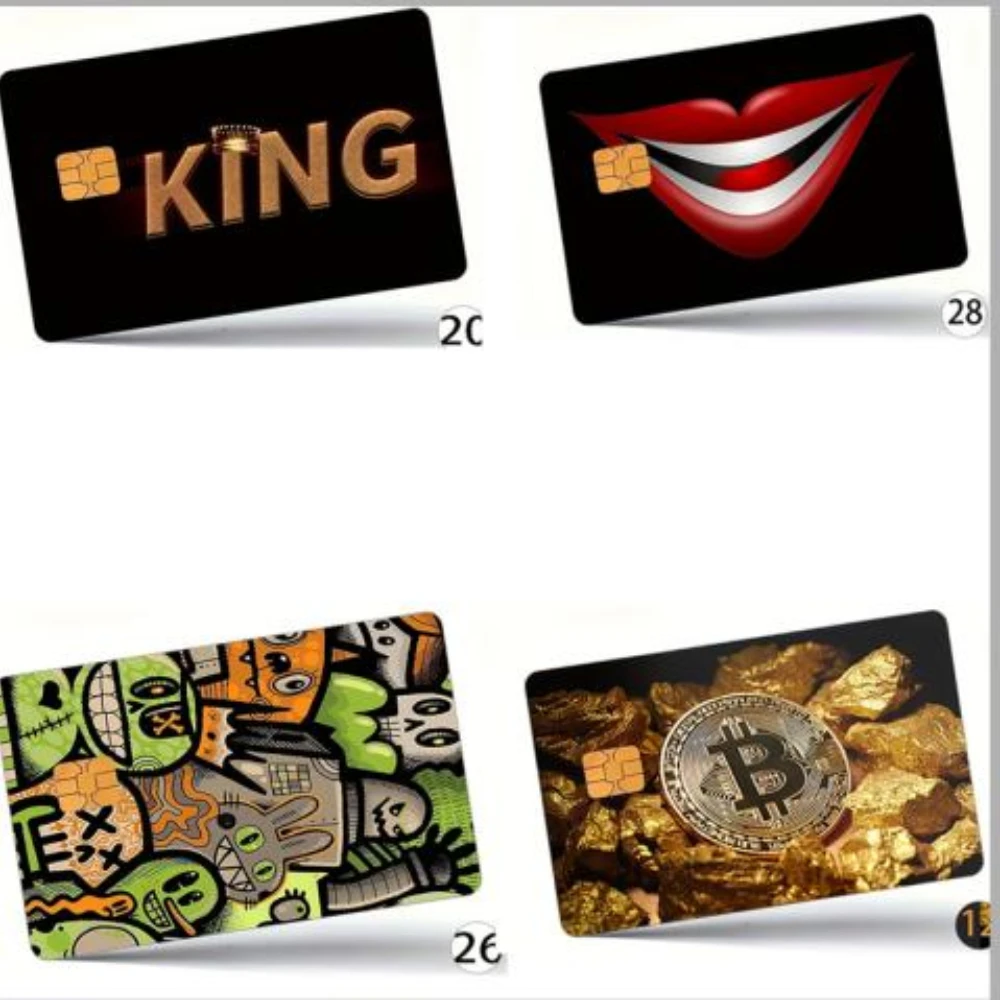 Interesting Bitcoin Big Red Lips Cartoon Stickers Bank Credit Card Waterproof Decorative Film Skin Small Chip Protective Cover