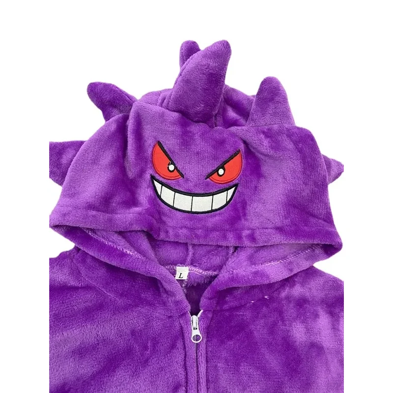 ZA01 TAKARA TOMY Gengar Costume Onesie Kigurumi Flannel Zipper Women Pajamas Anime Jumpsuit Homewear Halloween Party Set1Lm@