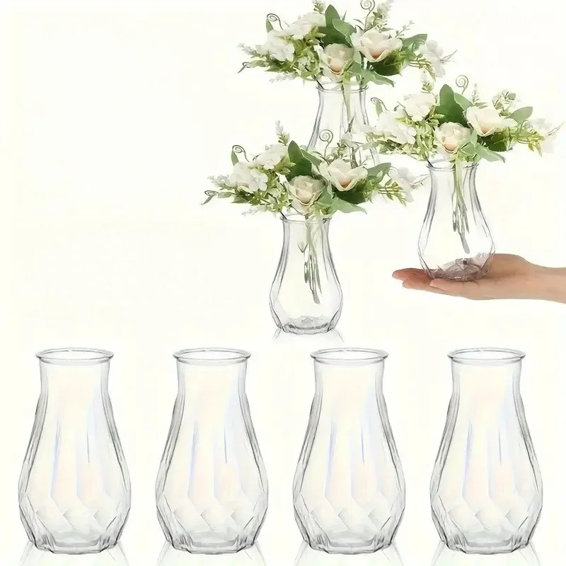Vaso de plástico com diamante, vaso hidropônico transparente, arranjo de plantas de hera verde, vaso de flores hidropônico, decoração de casa de ano novo, 1 peça