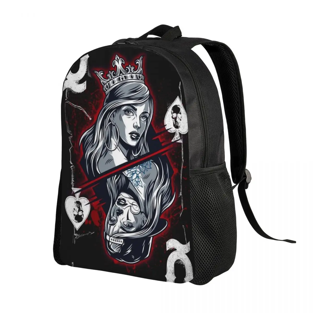 Mochila de póker Vintage Queen Of Spades personalizada para hombres y mujeres, mochila escolar impermeable para la universidad, mochilas con impresión