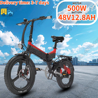 LANKELEISI G650 Electric Bike 500W Motor 48V12.8AH Adult Portable Foldable Electric Bicycle 20-inch Tire Urban Commuter E-bike