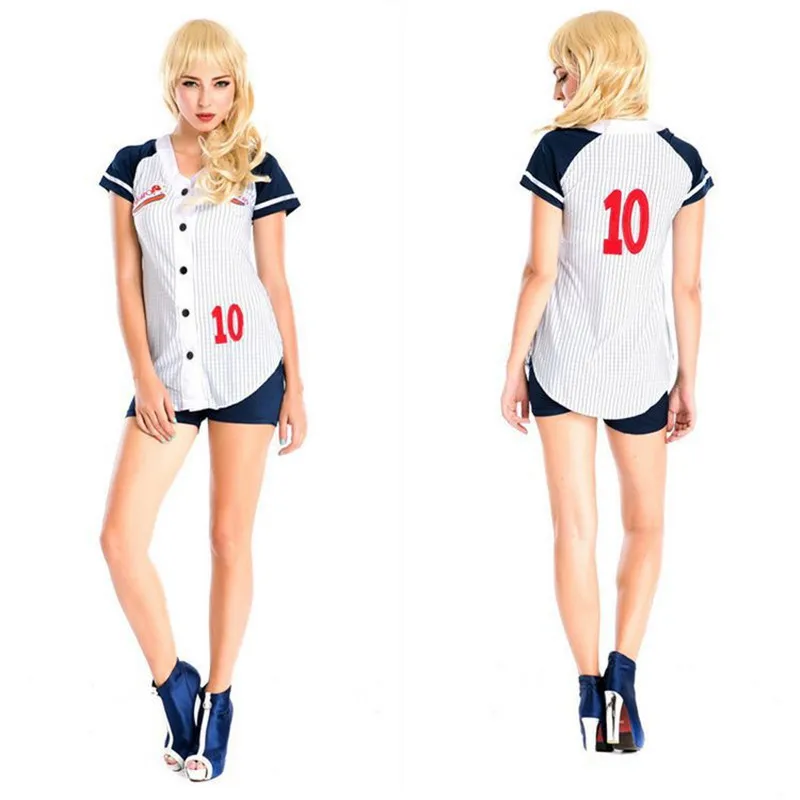 Girl's Baseball Costume Letter Shirt and Short Pants Two Pieces Set Women Race Car Driver Cosplay Costume Halloween Party Outfit