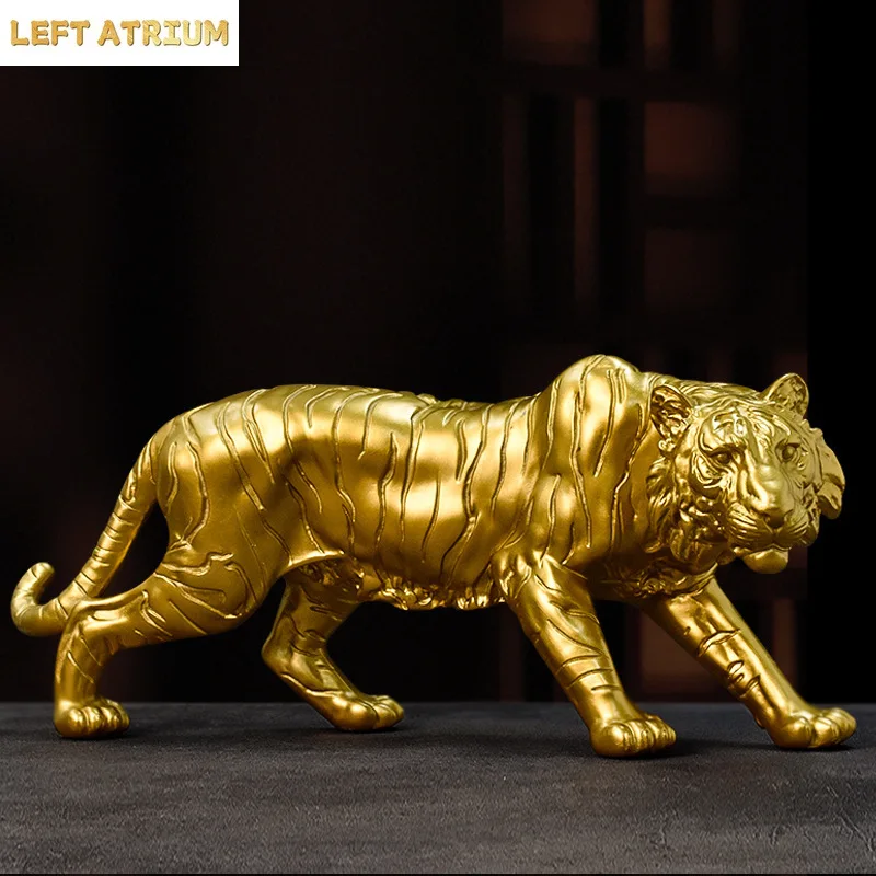 Golden Tiger Model Nordic Home Office Desktop Decoration Creative Resin Animal Statue Decoration Art Room Aesthetic Decoration