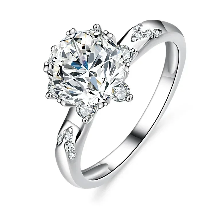 Platina PT950 2 Karaat Moissanite Diamanten Ring vrouwen Ring Zes Klauw Flash Diamond Ins Diamanten Ringen voor Vrouwen Sieraden