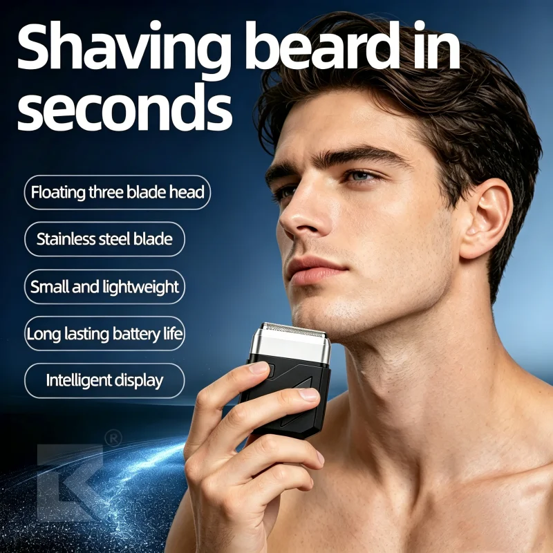 

Mini Portable Electric Shaver for Men - Smart Digital Display Rechargeable Beard Trimmer Travel-Friendly Reciprocating Razor