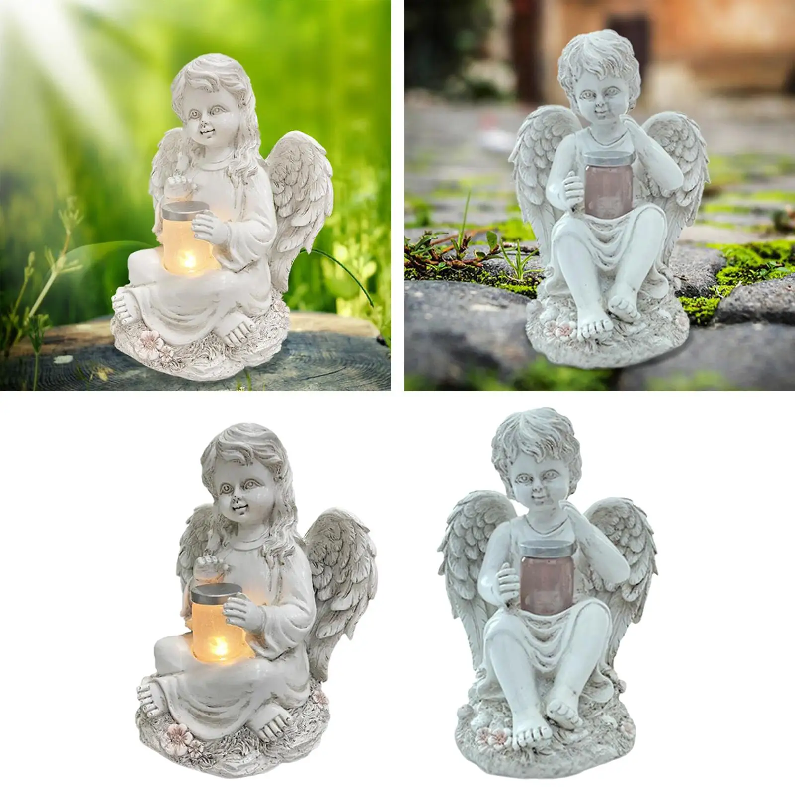 

Angle Statue Solar LED Light Garden Statue Resin Statue Solar Powered Lamp Flower Bed Yard Sculpture Home Art Decor