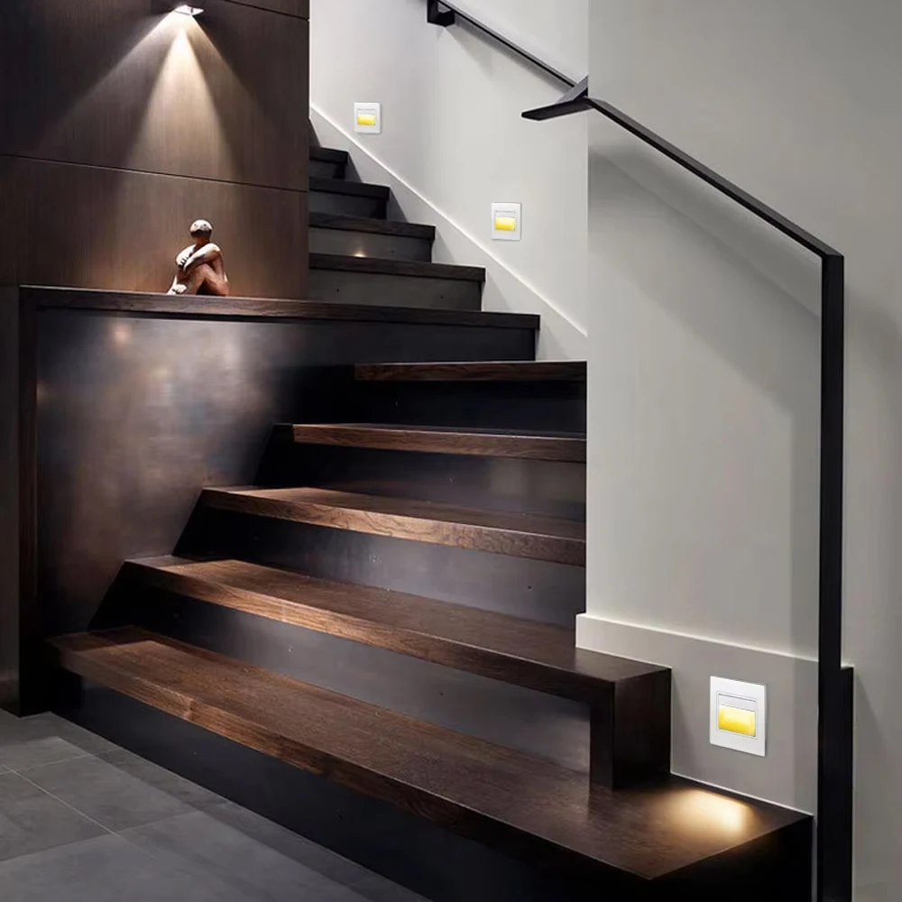 Led Wall Lamps Recessed Staircase Light 220V Step Stairway Aisle Nightlights No-sensor Footlights 110v Indoor Lighting 3W XINLAT