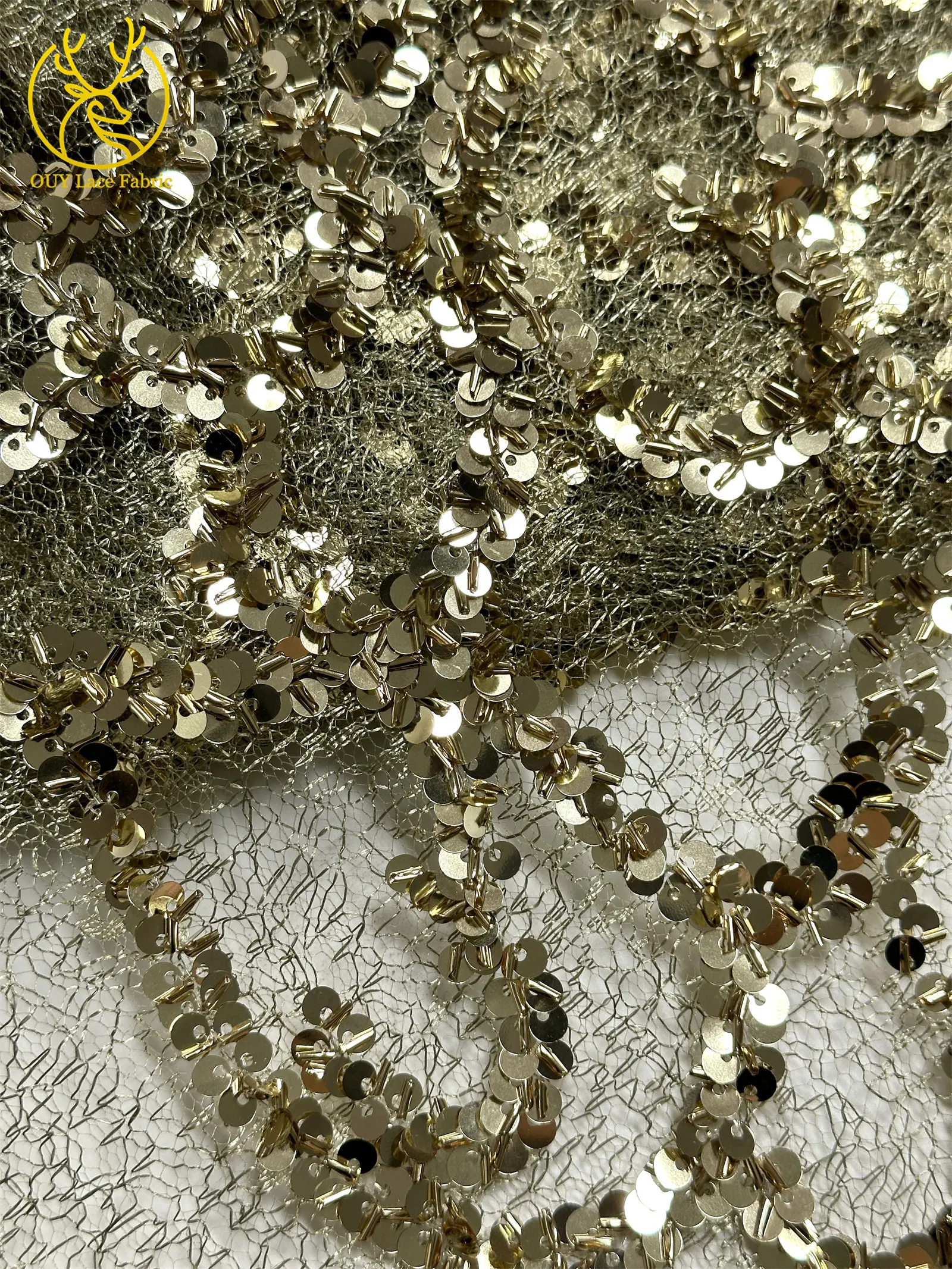Großhandel Französischer Spitzenstoff 2026 Hochwertiger afrikanischer nigerianischer Pailletten-Spitzenstoff, geeignet für Partykleid-Nähmaterial – Detail 20