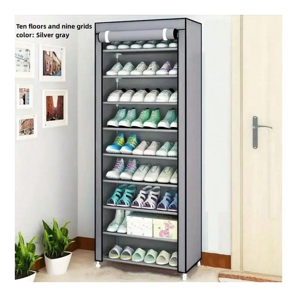 

Gray Or Burgundy DustProof Shoe Cabinet, School Dormitory MultiLayer Simple Shoe Rack, Easy To Assemble, SpaceSaving Household