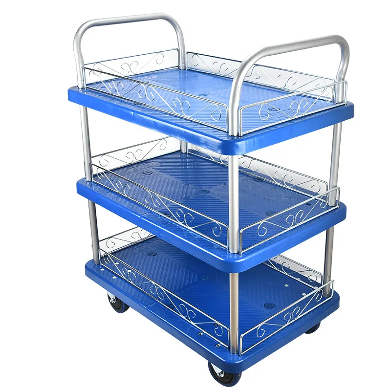 

Double layer, plastic, trolley, with guardrail, two layers, flat, street stall