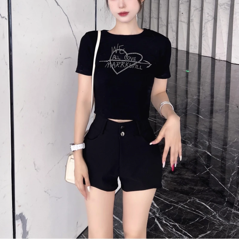 Black Sexy High Waist Design Suit Super Short Pants Women Summer Korean Version Small Size Slimming High End A-Line Hot Pants