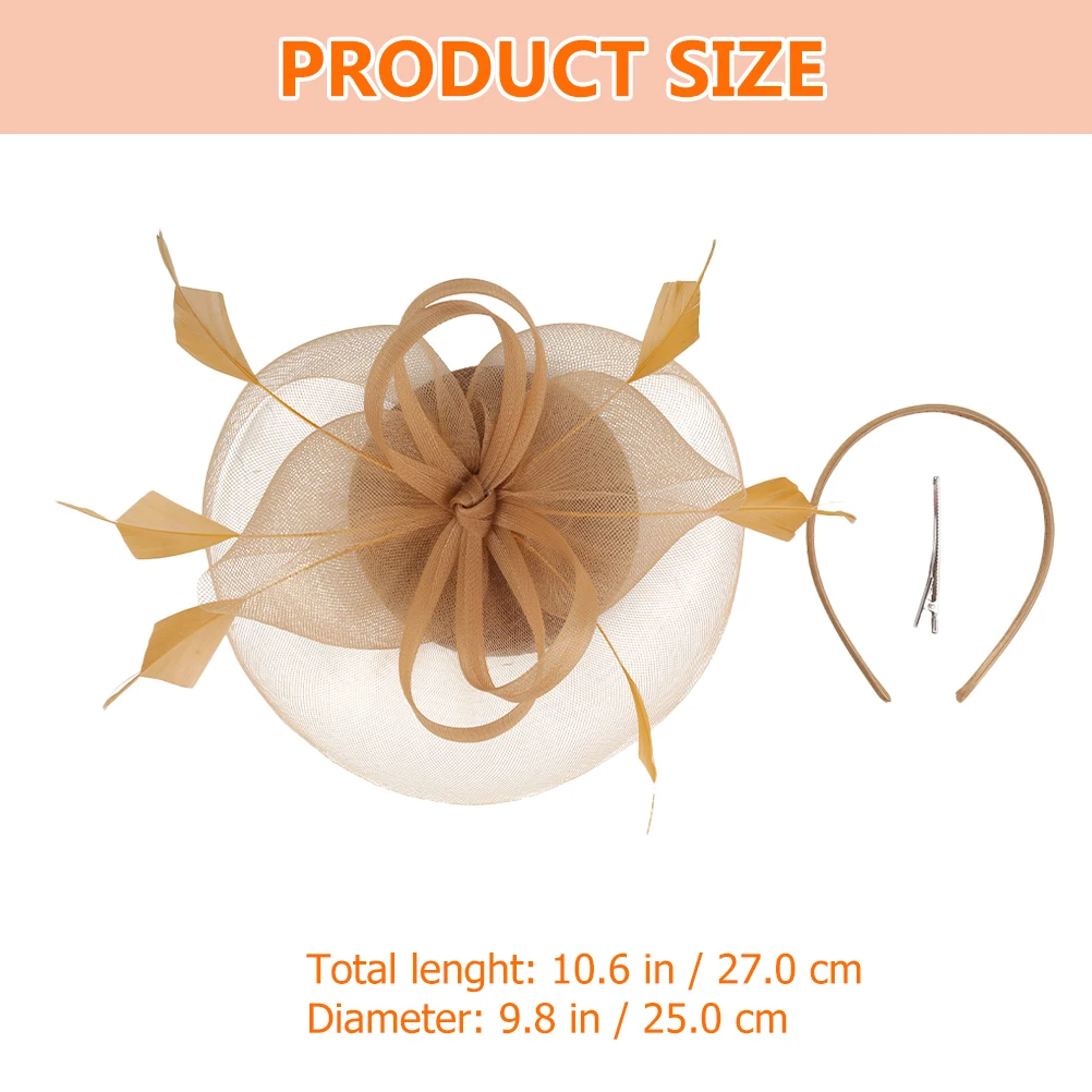 

Flowers Headb Gauze Fascinator Hat Lightweight Wedding Tea Party Banquet Golden Color Long Lasting Elegant Appearance