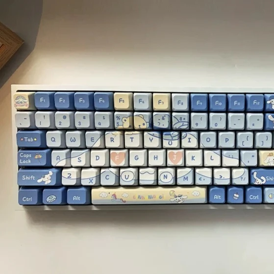 Kawaii Sanrio Cinnamoroll Themed 134-key MDA Profile PBT Sublimated Blue Keycap Set for MX Switches Games Mechanical Keyboards