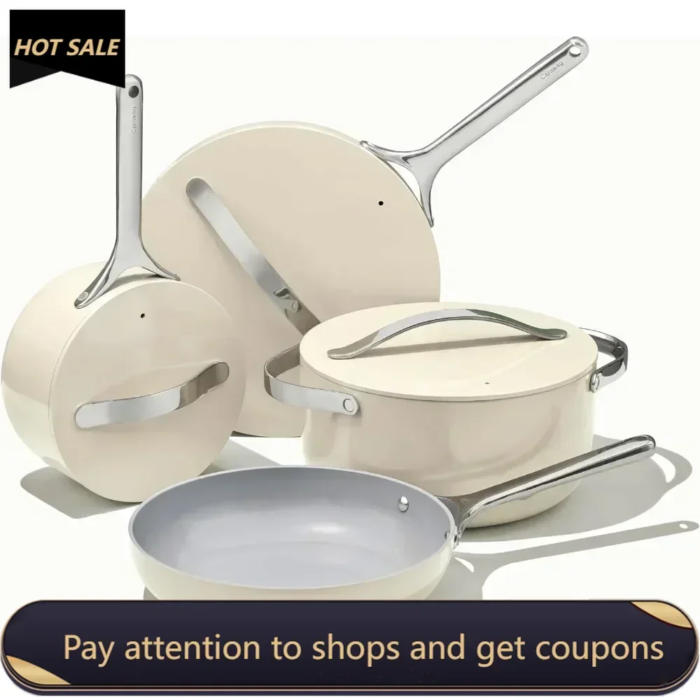 Cookware Set (12 Pieces), 3 Lids, and Non-toxic Oven Safety in Kitchen Storage Room, Compatible with All Stoves. Cookware Set