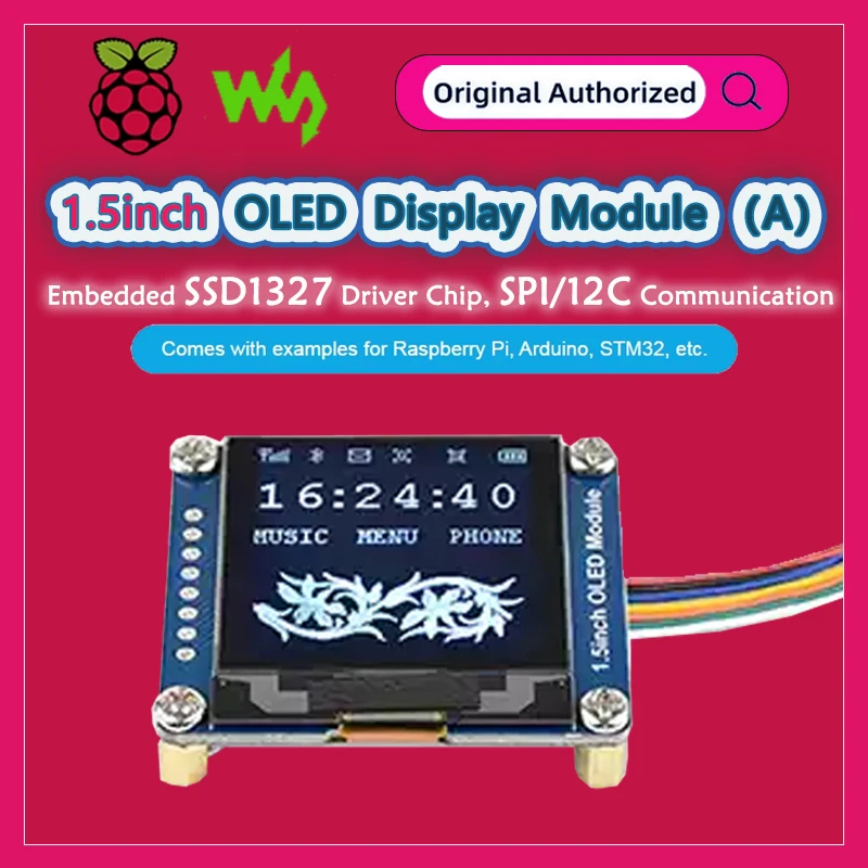 Waveshare 1.5inch OLED display Module, 128x128 pixels,SSD1327 Driver Chip,16 gray scale,SPI/I2C,for Raspberry Pi, Arduino, STM32