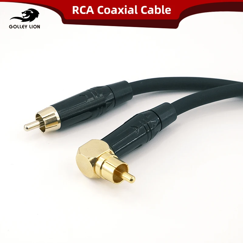 RCA to RCA Right Angle Cable Gold-Plated 90-Degree Coaxial Audio Cord for Amplifier, Speaker, Turntable, Home Theater System